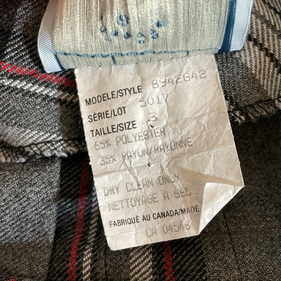 Vintage Academia Short Grey Plaid Skirt by Evidence - Made in Canada! - Picture 4 of 5